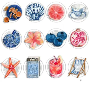 European Summer Beach Girlie Blue And Orange Pink Preppy Magsafe Phone Grip Magnetic e-Reader Grips Kindle Grip Magnetic Kindle Grip Book Lover Kindle Accessories Phone Holder PopSocket Phone Grip Magnetic Pop Socket Phone Grip