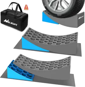 Nilight Camper Leveling Blocks - Cuttable Polyethylene Leveling System with Rubber Mats, Compatible with Single/Dual Axle Travel Trailers and Multiple Tire Types (2 Packs)