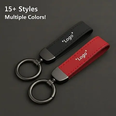 Custom Alcantara Car Keychain, Stylish Unisex Keychain with Split Ring, Geometric Design, Durable Steel Ring Universal Keychain
