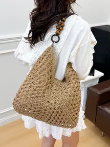 Fashion Large Capacity Woven Bag, Fashionable Bohemian Bag, Casual Solid Color Versatile Shoulder Crossbody Bag, Stylish All-Season Accessory