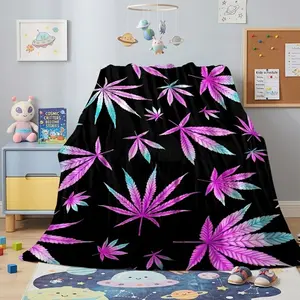 Cool Maple Leaf Digital Print Flannel Blanket, Soft and Comfortable, All-Season Warm Cover for Sofa Bed Office Camping Gift