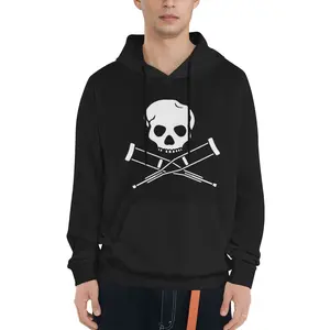 Top-Tshirt Men's TV Series Jackass Print Hoodie, Casual Polyester Knit Fabric Pullover, Loose Fit,  with Kangaroo Pocket