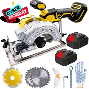 Cordless Circular Saw With 2 Battery, 5 Inches Brushless Circular Saw,6200 RPM Power Wood Saw With Brushless Motor, Adjustable Cutting Depth And Angle