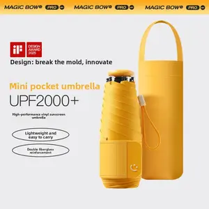 New umbrella with a five fold fold design, compact women's sunshade pocket umbrella, dual-purpose sun protection umbrella for both rain and sunshine