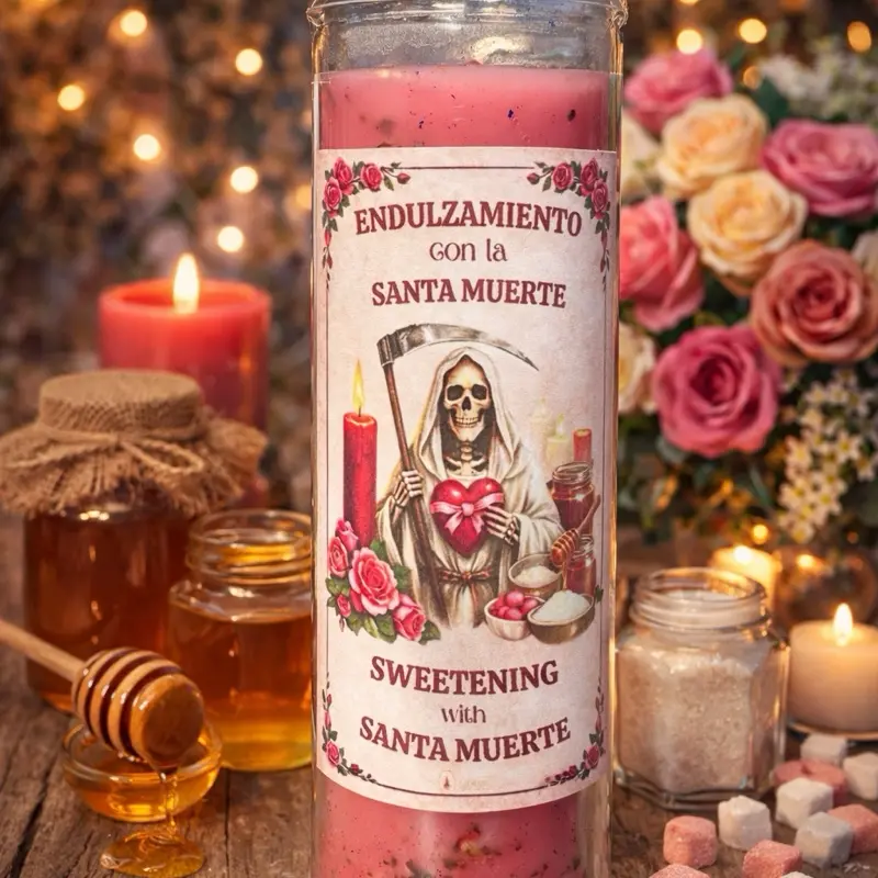 Veladora Santa Muerte Endulzamiento | Love, Sweetening and Attraction Ritual Candle