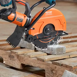 VEVOR Electric Concrete Saw, 16inch ,3200 W 15 A Motor Circular Saw Cutting Machine, Maximum Adjustable Cutting Depth 6inch , Wet Disc Saw Cutting Machine Includes Water Pipe, Pump, and Blade, Suitable for Stone, Brick