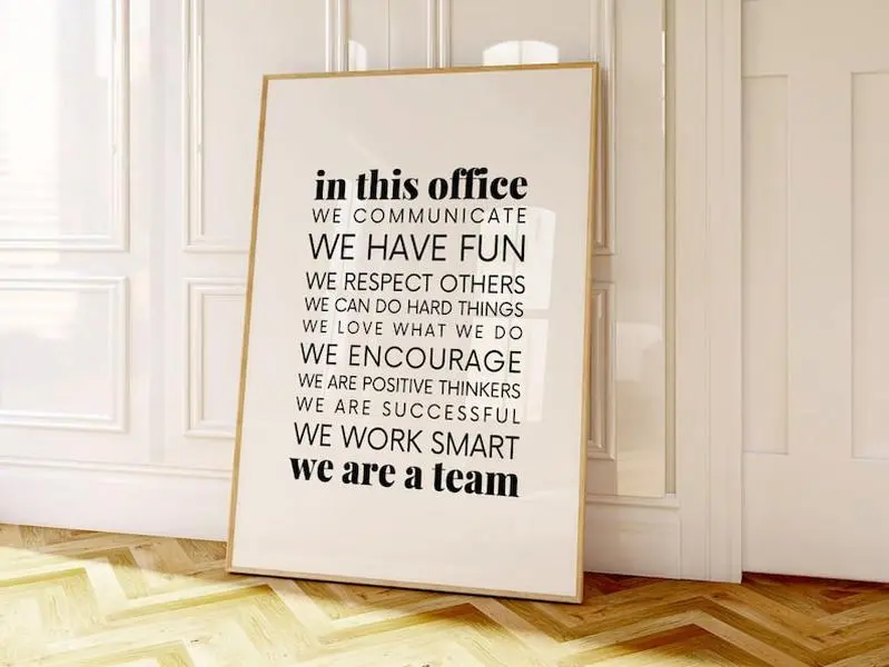Office Rules Wall Print Team Quote Printable Wall Art Office Core Values Print Inspirational Office Wall Decor Workplace Teamwork Poster