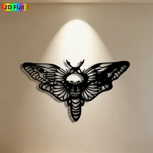 1pc Moth Skull Metal Wall Art, Intricate Moth Skull Statue Mural, Ideal Gift for Halloween, Day of the Dead, Gothic Decor Enthusiasts, Rust-Resistant Metal Wall Decor Wall Sculptures, Perfect for Living Room Wall & Garden Fence, Edgy Home & Outdoor Decor