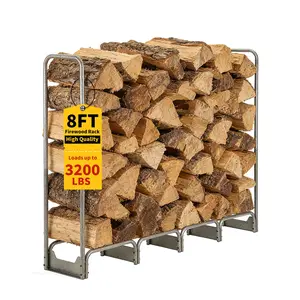 Garvee Heavy Duty Steel Firewood Rack with Waterproof 600D Oxford Cover – Indoor/Outdoor Log Holder – Large Capacity for Fireplace, Patio, Fire Pit – 8FT, Durable and Weather-Resistant
