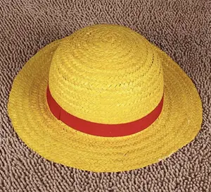 Anime straw hat with red ribbon adult
