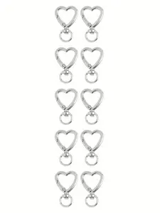 10/30pcs Spring-Loaded Keychain Clips, DIY Creative Design Metal Heart-Shaped Key Holders, Key Ring Accessories, Silvery Stainless Steel Spring Clips for Crafts and Gifts, Key Organizer|Creative Keychains|Spring Mechanism, Handcraft
