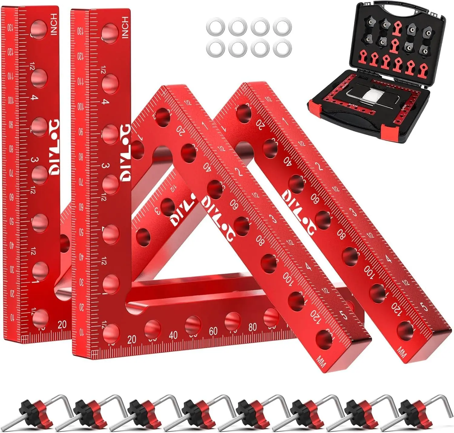 Corner Clamp for Woodworking, 90  Corner Clamp, 4 Pack 5.5"x 5.5"  Alloy Right Angle Woodworking Tools, Positioning Squares for Picture Frame, Box, Cabinets, Drawers