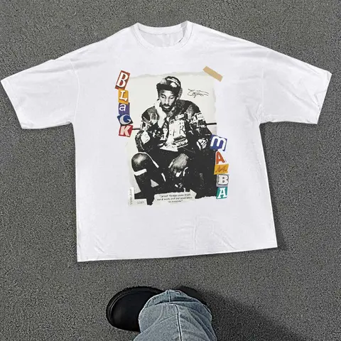 Men's Black Mamba Kobe Bryant Graphic Print Round Neck Knit Tee, Regular Fit Street Fashion Streetwear Casual Short Sleeve Crew Neck T-shirt Fitted for Daily Wear, Graphic Apparel, Men's Summer Clothes, Soft, Menswear