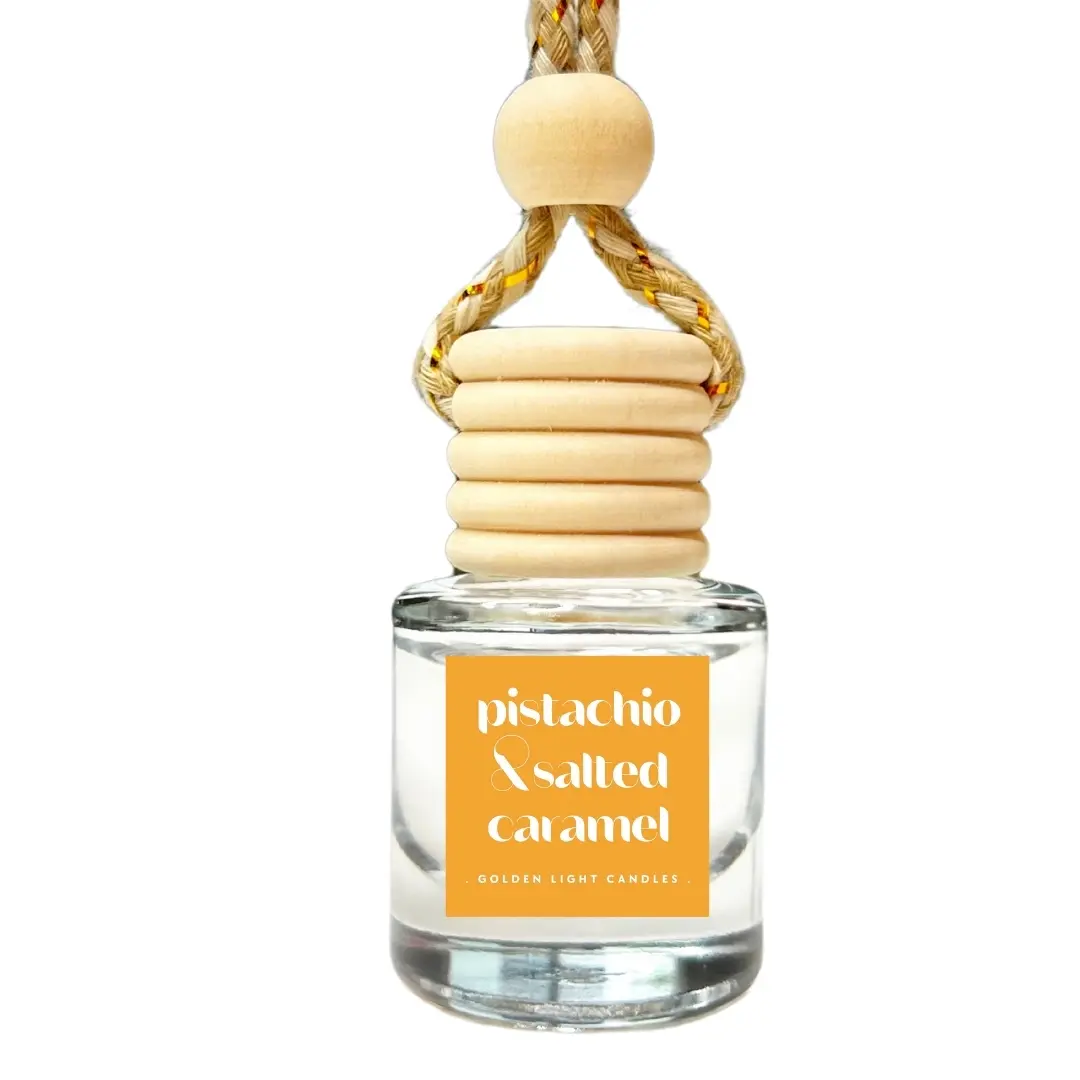 Golden Light Candles Car Air Freshener - Pistachio & Salted Caramel Scented - Long Lasting Fragrance