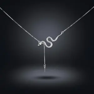S925 Sterling Silver Snake Necklace Silver Minimalist Jewelry, Dainty Serpent Pendant Necklace, Silver Snake Chain Necklace for Women