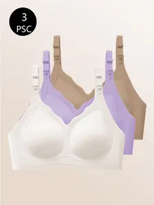 3-Pack Seamless Nursing Bras, Anti-Gravity Wireless Push-Up Lingerie, Comfortable No-Band Bra Set for Breastfeeding Women