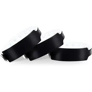 Black Plastic Wristbands 100 Pack - Colored Vinyl Bracelets for Events, Concerts, Parties -  Custom Arm Bands