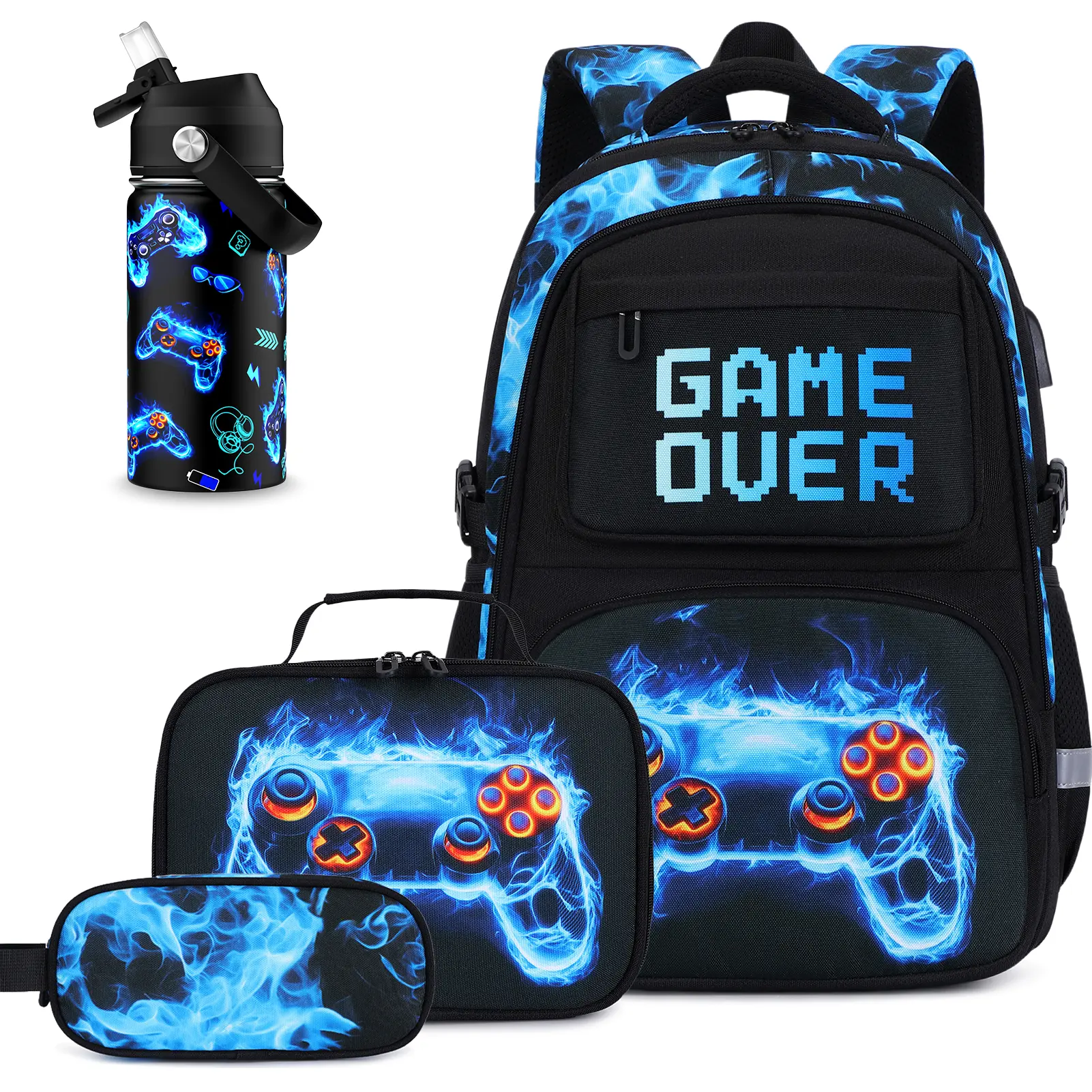4PCS Water Bottle Set [Blue Flame]