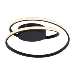 1-Light Black Modern Linear LED Semi-Flush Mount Lighting