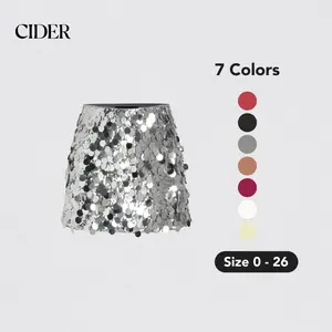 Cider [7 colors, size 0-26] Sequin Mid Waist Mini Skirt