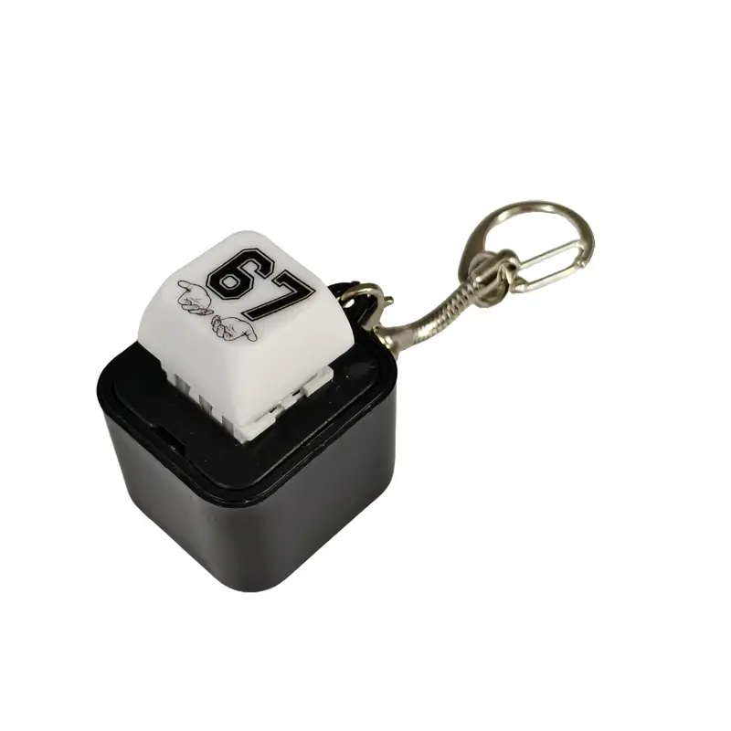 Rechargeable 67-Sound Light-Up Button Clicker Keychain - Compact Clip Accessory, Plug & Play Recharge, Multifunctional Keychain for Car Keys, Quirky Gifts for Teen Boys, Desk Stress Relief Backlit Collectible Keyrings Alternative