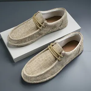 New Autumn Collection of Handmade Linen Rope Canvas Shoes, Casual Men'S Fisherman Shoes, Clown Shoes