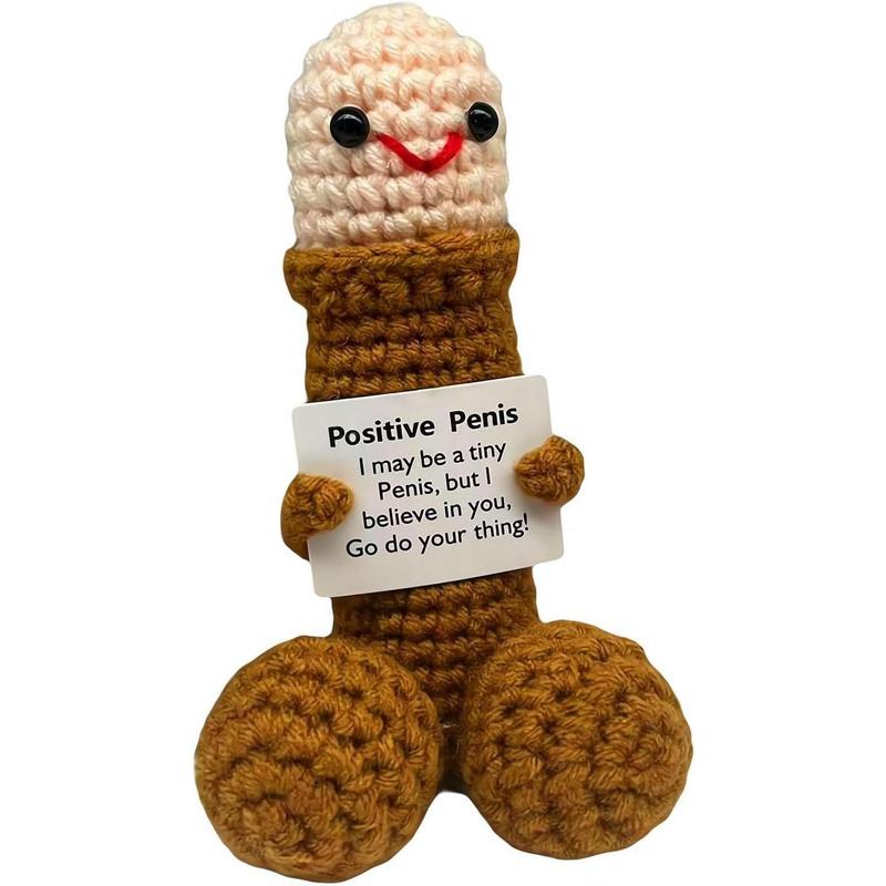 Positive Emotional Support Ornament Funny Mini Knitted Toy with Cards Great Crochet Encouragement Gift for Friends
