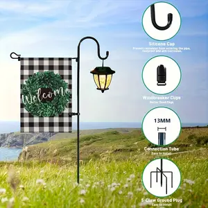 Portable Ground Flagpole Kit with Hook, Anti-Tangle Design, Claw Feet, Outdoor Garden Patio Use, Easy Setup & Durable Material