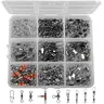 120 Piece Fishing Swivel Snap Kit, Fishing Accessories, Include Rolling Barrel Swivels, 3 Ways Fish Line Connector with Snaps Clips, Crossline Triple Ring, Fishing Terminal Accessories, Bait Lead Sinkers Connector, Fishing Gear Supplies, Fishing Stuff