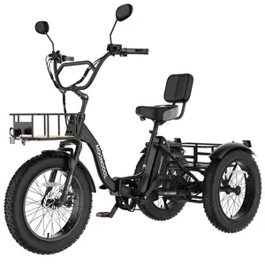 MOONCOOL Electric Tricycle for Adults, 1000W 4" Fat Tire Aluminum Frame, 48V 14.5Ah Battery, Hydraulic Disc Brakes with Rear Differential, Front Suspension, 7-Speed Transmission, 400lbs Payload