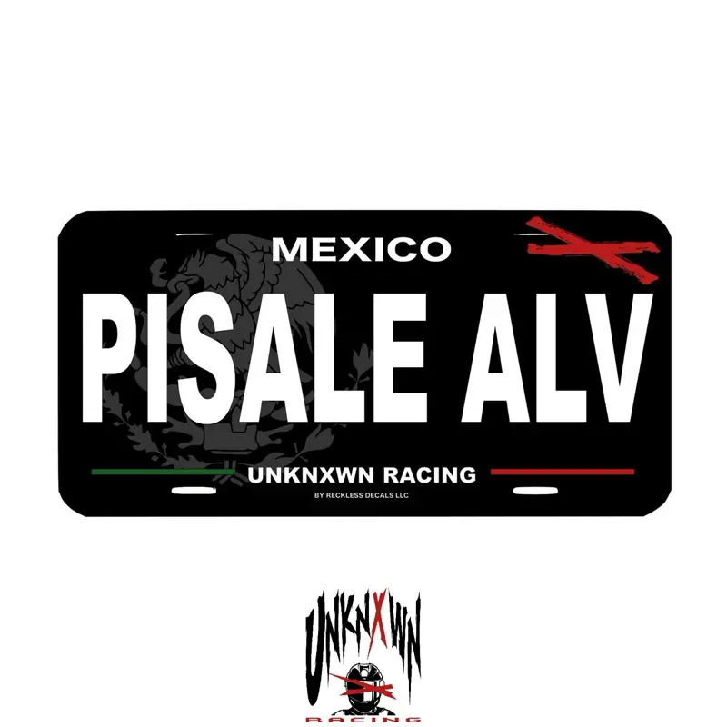 “PISALE ALV” vanity plate by Unknxwn racing