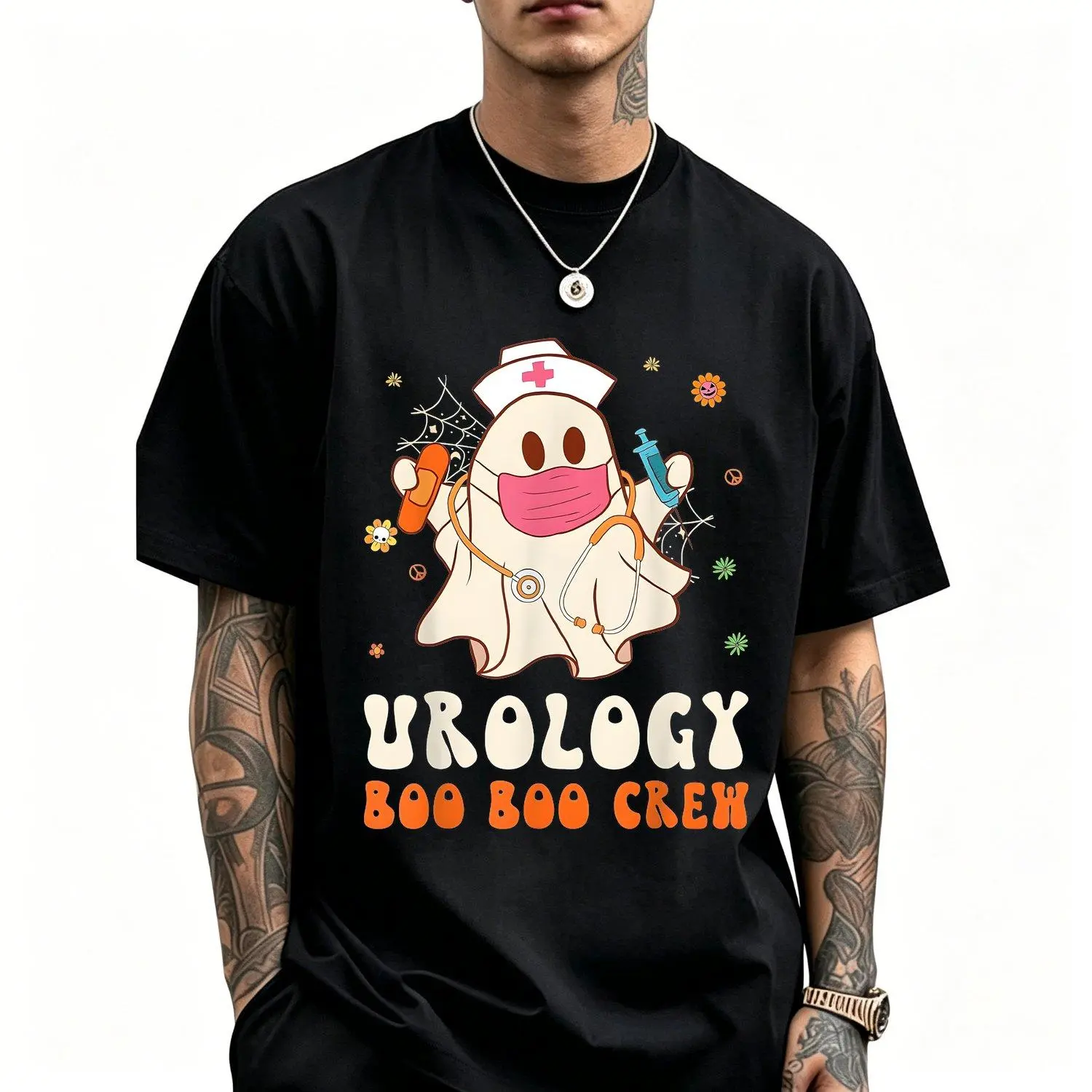 Men's Short Sleeve Crew Neck T Shirt Urology Nurse Funny Halloween Easy Costume Retro Casual Printed Design