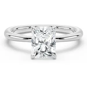 2CT Emerald Cut Moissanite Solitaire Ring S925 Silver, 6×8mm 4-Prong Minimalist Engagement & Promise Ring victoria engagement ring Hypoallergenic