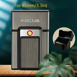 （Not applicable to the 100s）Aluminum alloy lighter, rechargeable lighter, standard ejector box holder, flameless and windproof lighter, suitable for scented candles, the best gift for men.