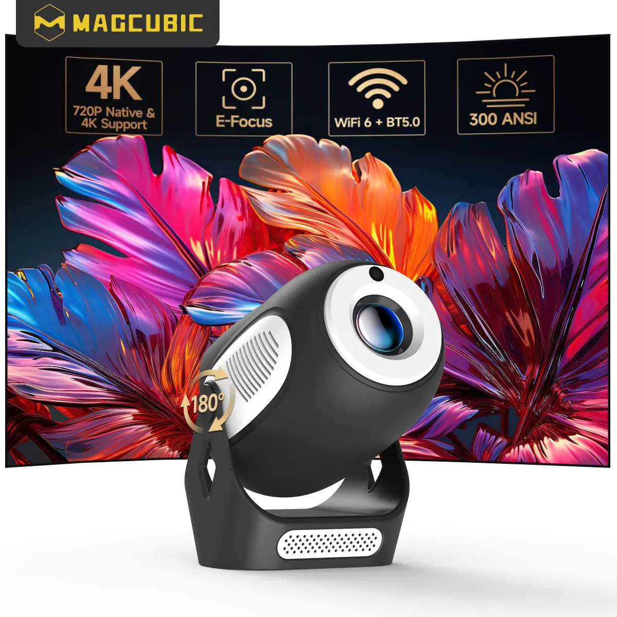 300ANSI HY300X Projector 4K Decode  Electric Focus 1280*720P Allwinner H713 BT5.0 Built-in Speaker Home Cinema Outdoor portable Panda Color Projetor #SummerWins #DealsForYouDays