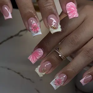 Ladies' Fashionable Wearable Nails, Girly Starfish Shell Pattern False Nail Stickers, Detachable DIY Nail Extension Kit, Home Nail Art Set
