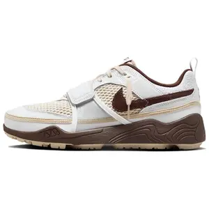 Travis Scott x Nike ZOOM Field JAXX Low-Top Sneakers White/Light Chocolate Anti-Slip Durable Unisex Shoes for Men Women Retro Athletic Aesthetics Outdoor Functionality