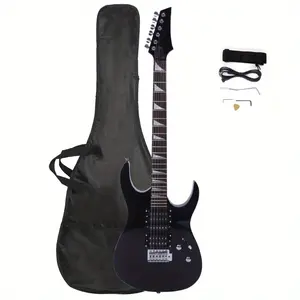 Complete Electric Guitar Starter Set with HSH Pickup and Accessory Bundle in Stylish Black Finish