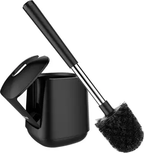Toilet Bowl Brush and Holder Automatic Toilet Brushes for Bathroom with Holder Ventilated Toilet Cleaner Brush for Toilet Scrubber Cleaning，Nylon Bristles - Black to liet