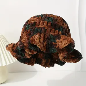 A Trendy, Wavy-Brimmed, Warm Dopamine-Colored Jellyfish Hat for Dates, Parties, And Outdoor Skiing.