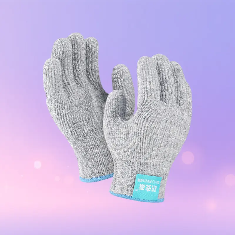 Heat Resistant 200°C Five-Finger Cotton Fleece Gloves Heat Insulation Fireproof Non-Slip for Oven Stewing Kitchen