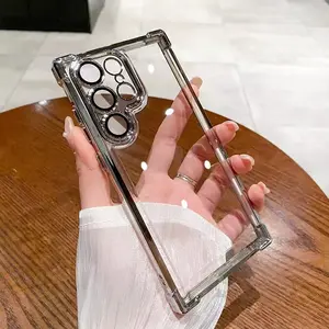 4 Corner Cushion Cell Phone Case, Clear, Airbag Four Corners Anti-Drop Magnetic Case Cover for Samsung S24ultra S23 S22 S23+ S22+ S24fe Ultra