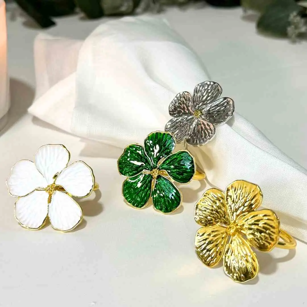 Flower napkin ring set