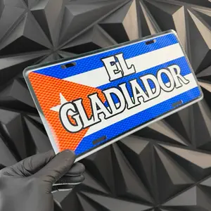Customized Car Number Plate, Unique Cuban Gladiator-Themed Personalized Automotive Exterior Accessory, Customized Plate