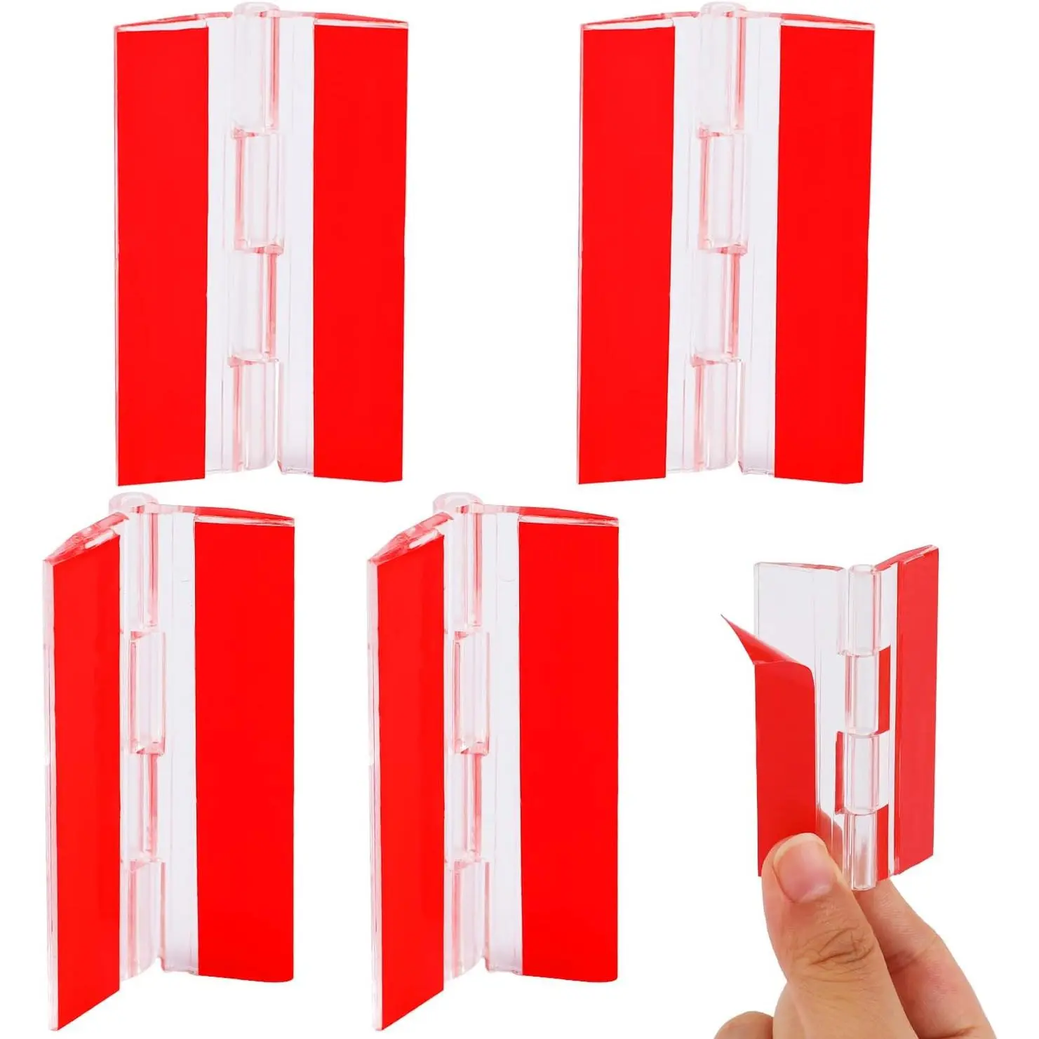 4 Pcs Self-Adhesive Clear Plastic Hinges - Acrylic Continuous Piano Folding Hinges for Crafts, Aquarium Lid, Cabinet, Furniture, Display Stand - 65x40 mm