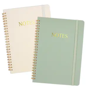 Aesthetic Spiral Notebook, 2PCS Cute Notebook, 8.3" x 6.1" Notebook For Women, A5 Spiral Journal Notebook for Office/School/Home (Green & Beige)