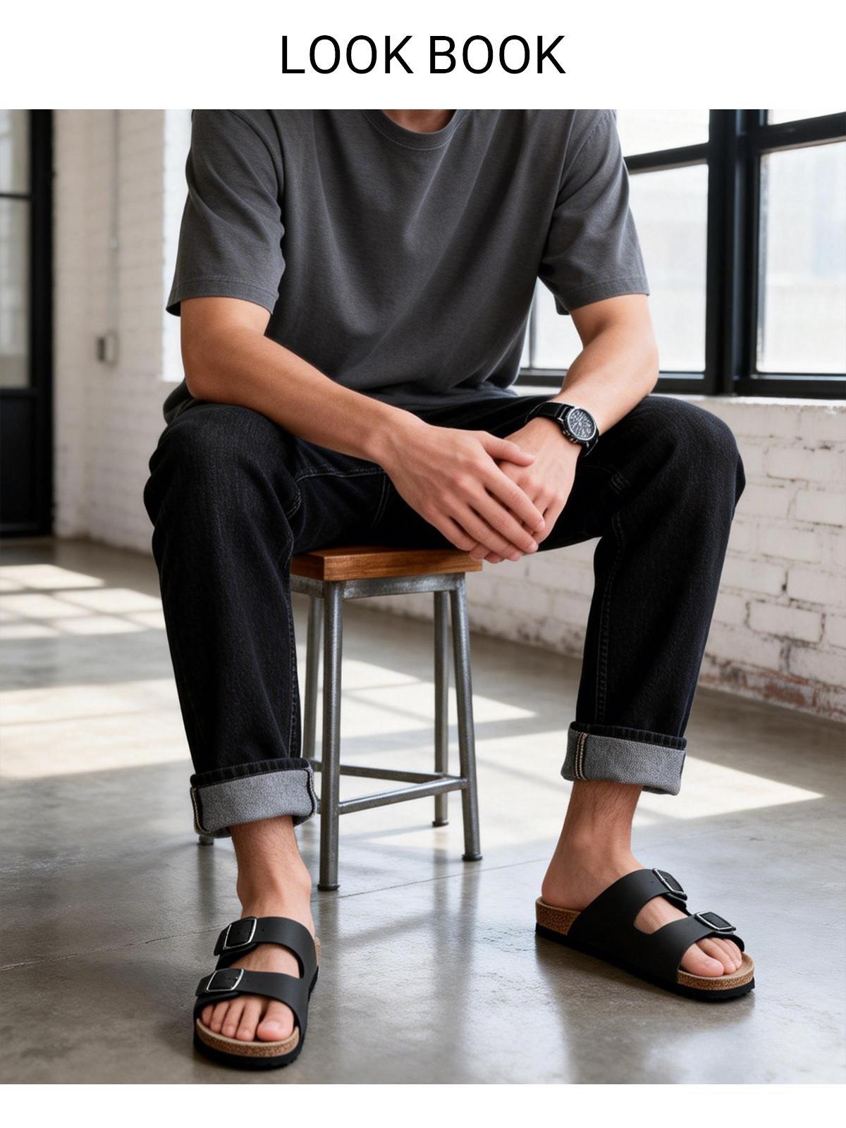 Fitory Balance | Men's Sandals Plain Color Sandals Brown,shoes for back to school,back to school shoes