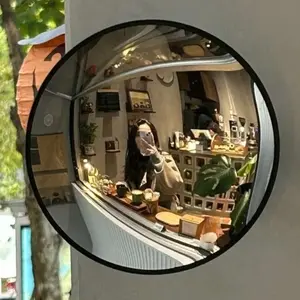 📸 The Ultimate "Fisheye" Selfie Spot! Black Art Decor Round Convex Mirror | Wide Angle Wall Mounted Mirror for Living Room, Trendy Industrial Aesthetic Prop