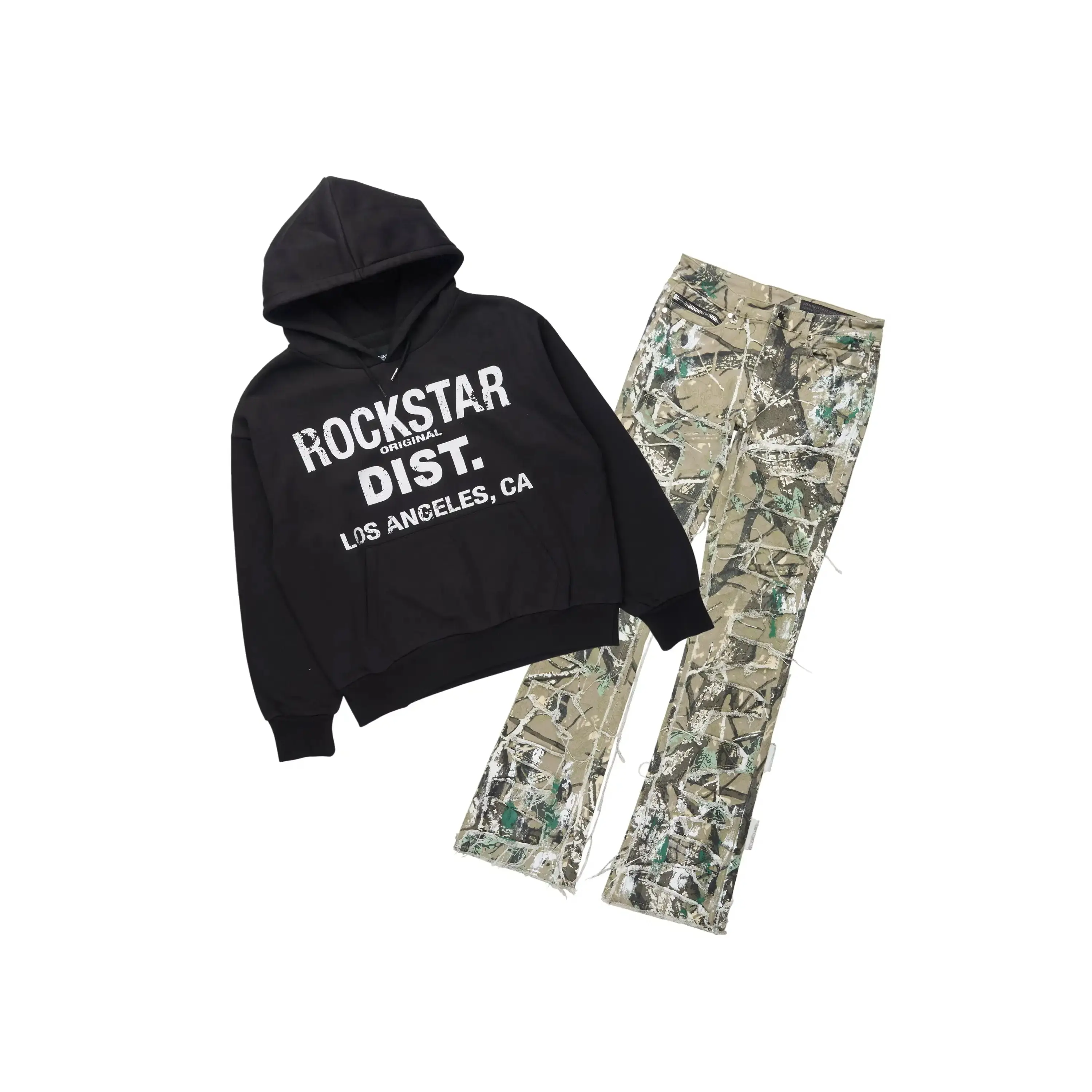 Saxon Black/Camo Hoodie/Stacked Flare Jean Set Saxon Black/Camo Hoodie/Stacked Flare Jean Set