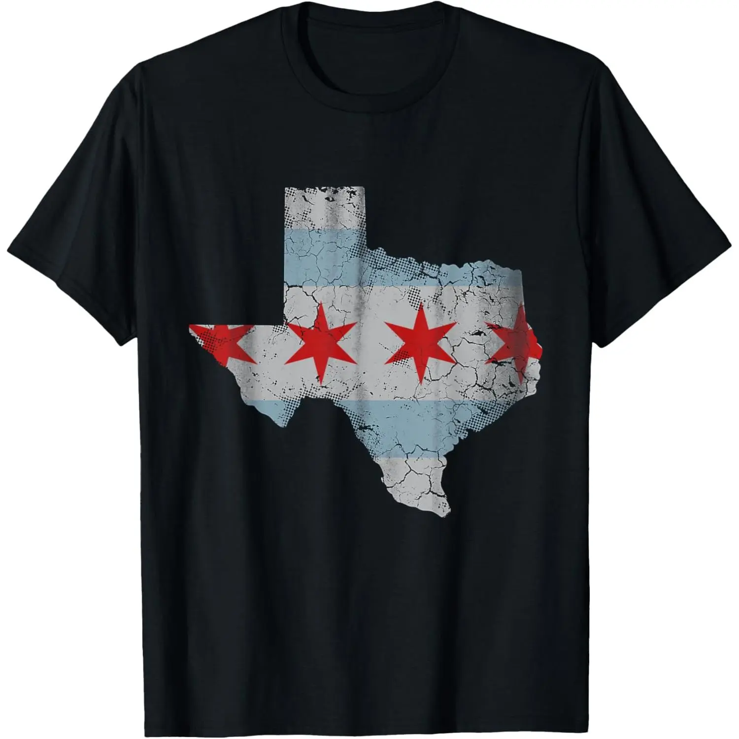 Texas Chicago Flag Vintage Distressed T-Shirt Pure Cotton Graphic Tees Menswear Top: Gifts for Men & Women